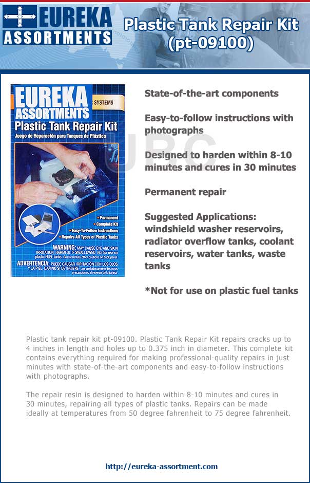 plastic tank repair kit pt-09100 eureka assortments