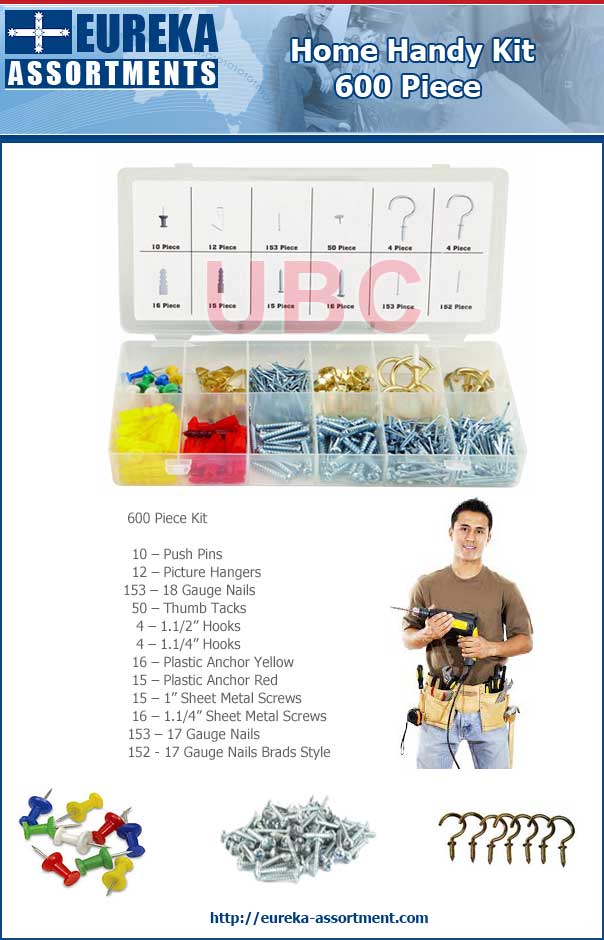 home handy kit 600 piece eureka assortments