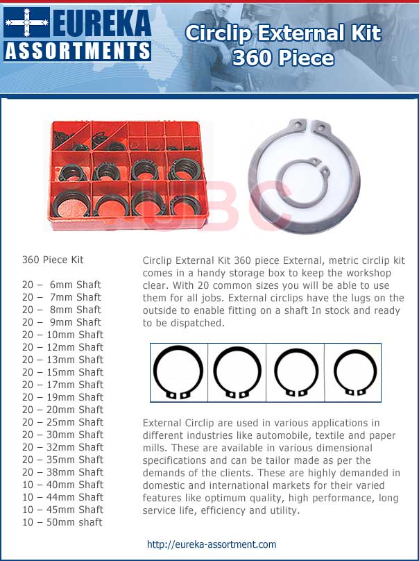circlip external kit 360 piece eureka assortment