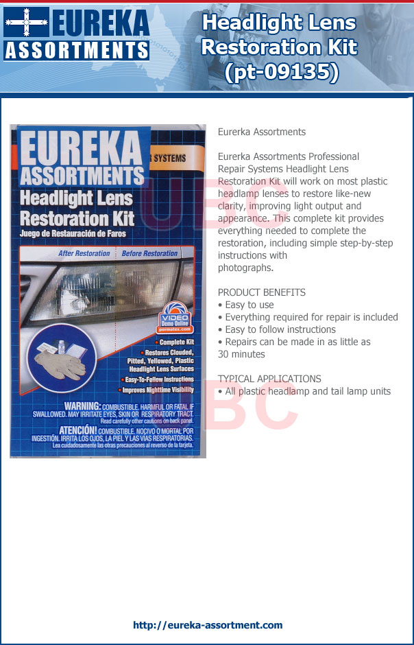 headlight lens restoration kit pt-09135 eureka assortments