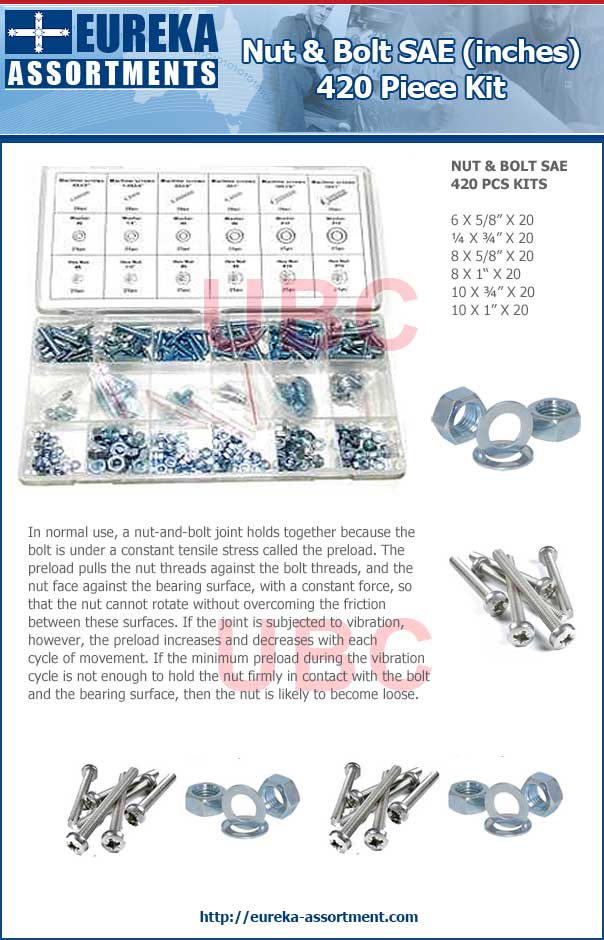 nut and bolt SAE kit 420 piece eureka assortments