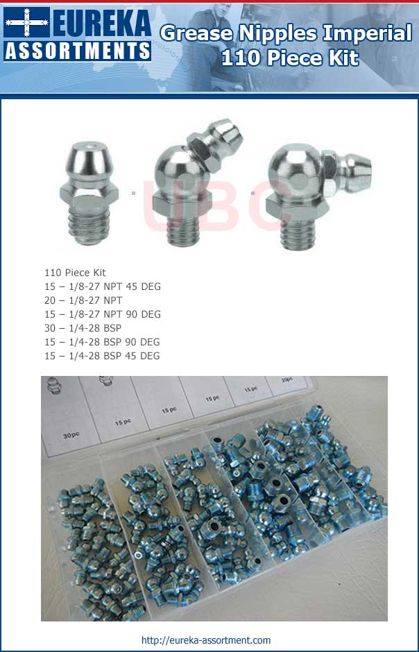 grease nipples imperial kit 110 Piece Kit grease nipples imperial kit 110 Piece Kit eureka assortments