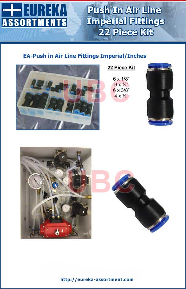 Push in air line Imperial fittings 22 Piece Kit