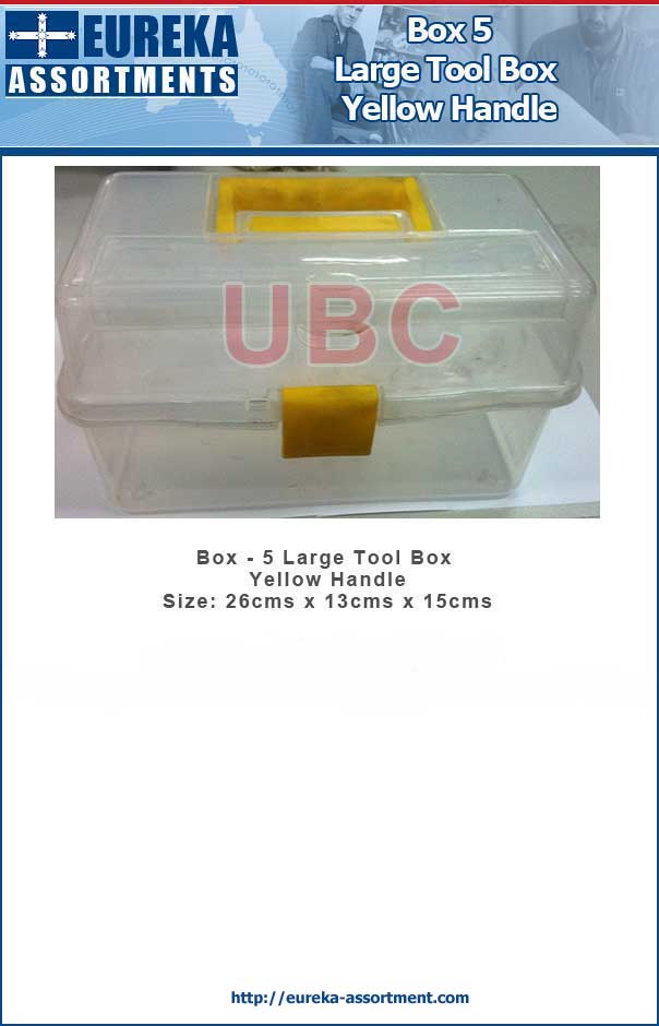 Box 5 Large Plastic Tool Box Yellow Handle