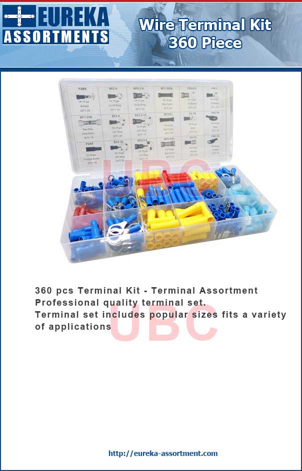 wire terminal kit 360 piece eureka assortments