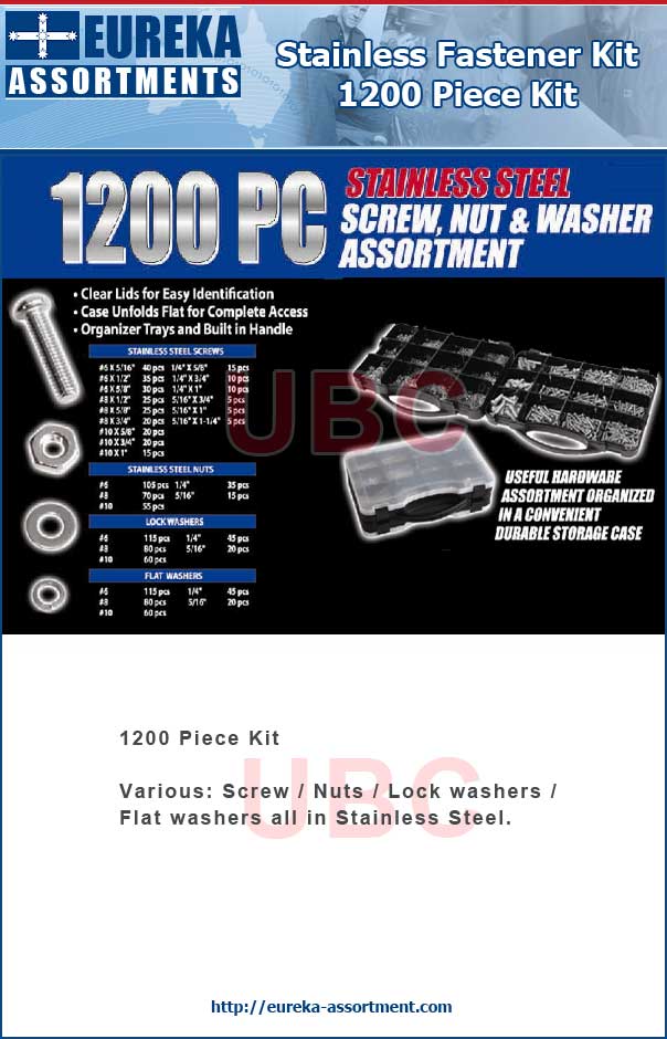 stainless fastener kit 1200 piece