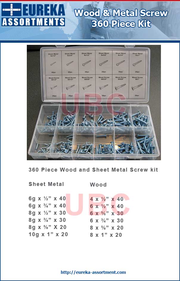 wood screws metal screws assorted kit 360 Piece eureka assortments