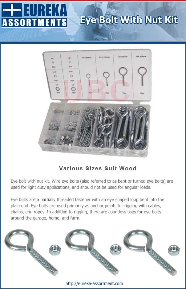 eye bolt with nut kit 210 piece eureka assortments